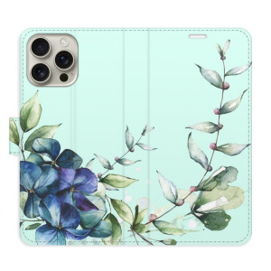 Flip pouzdro iSaprio - Apple iPhone 16 Pro Max - Blue Flowers - kapsičky na karty