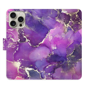Flip pouzdro iSaprio - Apple iPhone 16 Pro Max - Purple Marble - kapsičky na karty