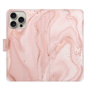 Flip pouzdro iSaprio - Apple iPhone 16 Pro Max - RoseGold Marble - kapsičky na karty
