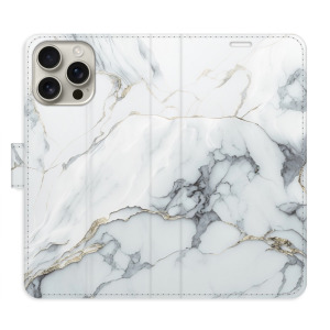 Flip pouzdro iSaprio - Apple iPhone 16 Pro Max - SilverMarble 15 - kapsičky na karty