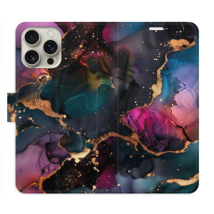 Flip pouzdro iSaprio - Apple iPhone 16 Pro Max - Dark Marble - kapsičky na karty