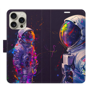 Flip pouzdro iSaprio - Apple iPhone 16 Pro Max - Neon Astronaut 02 - kapsičky na karty