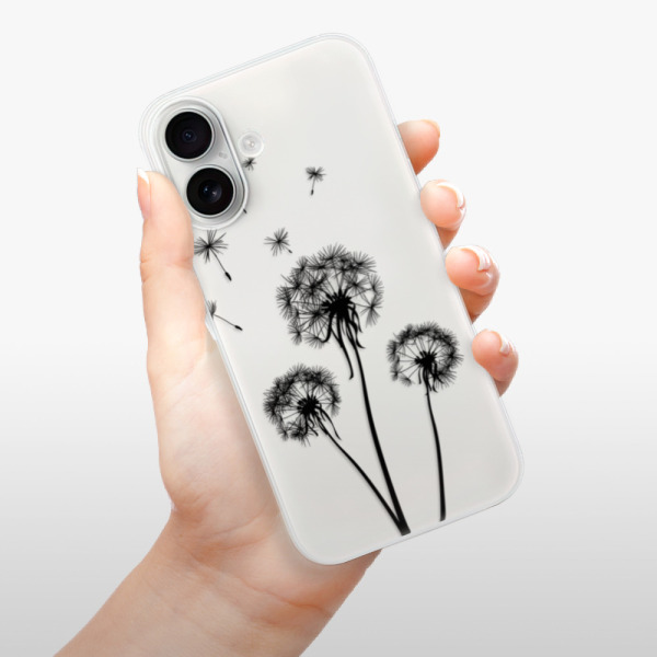 Silikonové pouzdro iSaprio - Apple iPhone 16 - Three Dandelions - black
