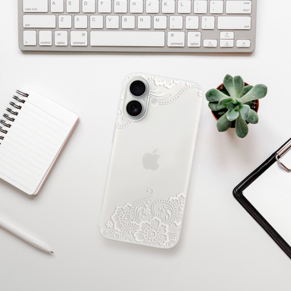 Silikonové pouzdro iSaprio - Apple iPhone 16 - White Lace 02