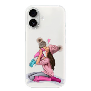 Silikonové pouzdro iSaprio - Apple iPhone 16 - Kissing Mom - Brunette and Girl