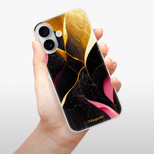 Silikonové pouzdro iSaprio - Apple iPhone 16 - Gold Pink Marble