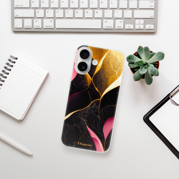 Silikonové pouzdro iSaprio - Apple iPhone 16 - Gold Pink Marble