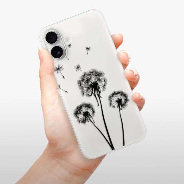 Silikonové pouzdro iSaprio - Apple iPhone 16 Plus - Three Dandelions - black
