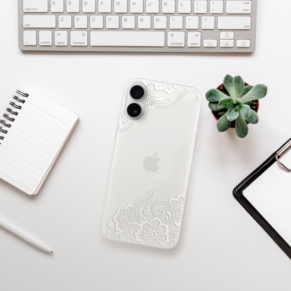Silikonové pouzdro iSaprio - Apple iPhone 16 Plus - White Lace 02