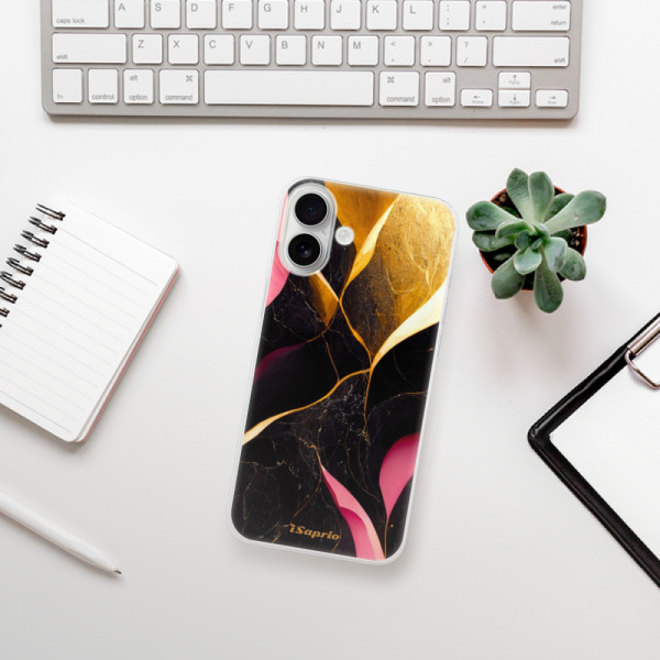 Silikonové pouzdro iSaprio - Apple iPhone 16 Plus - Gold Pink Marble