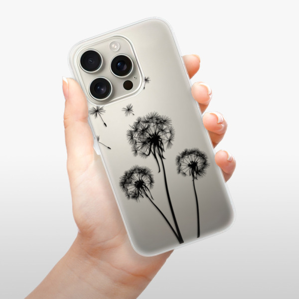 Silikonové pouzdro iSaprio - Apple iPhone 16 Pro - Three Dandelions - black