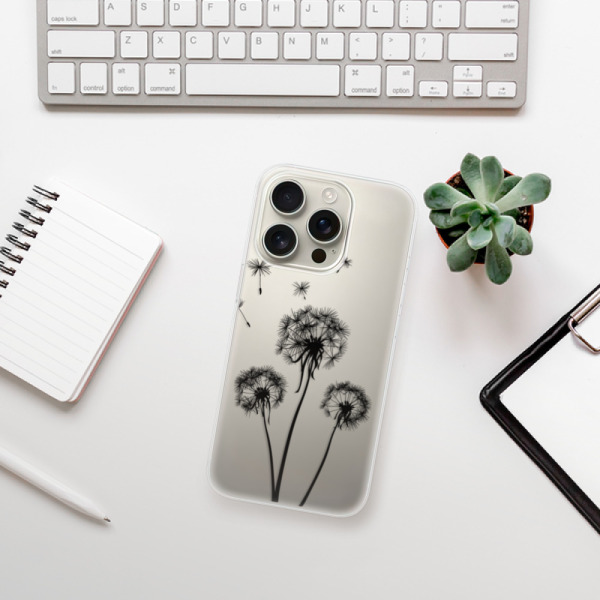 Silikonové pouzdro iSaprio - Apple iPhone 16 Pro - Three Dandelions - black