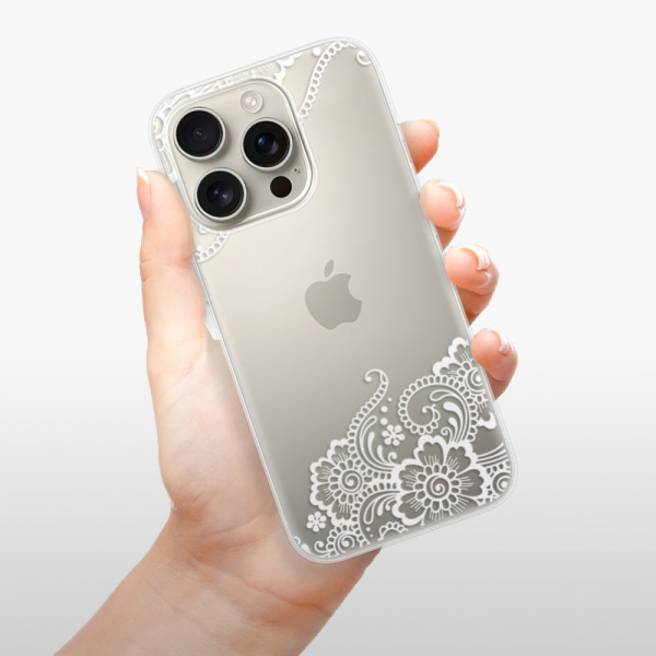 Silikonové pouzdro iSaprio - Apple iPhone 16 Pro - White Lace 02