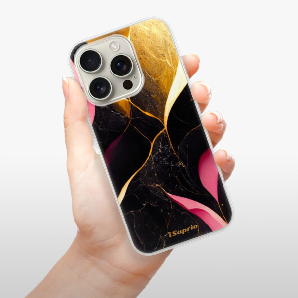 Silikonové pouzdro iSaprio - Apple iPhone 16 Pro - Gold Pink Marble