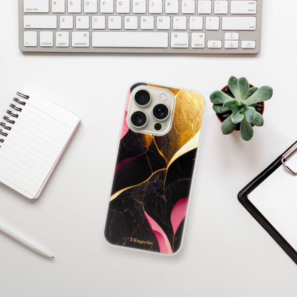 Silikonové pouzdro iSaprio - Apple iPhone 16 Pro - Gold Pink Marble