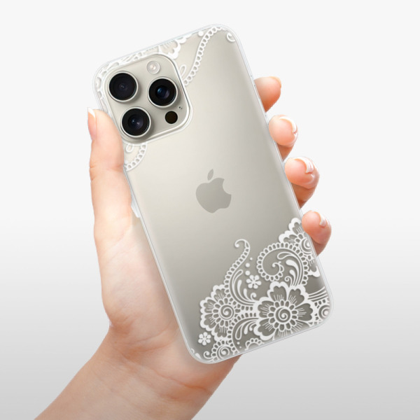 Silikonové pouzdro iSaprio - Apple iPhone 16 Pro Max - White Lace 02