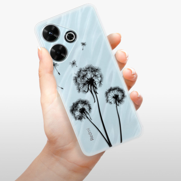 Silikonové pouzdro iSaprio - Xiaomi Redmi 13 - Three Dandelions - black