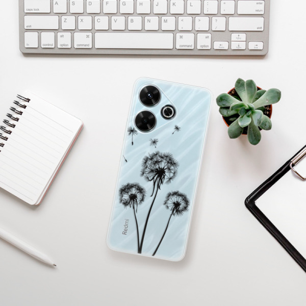 Silikonové pouzdro iSaprio - Xiaomi Redmi 13 - Three Dandelions - black