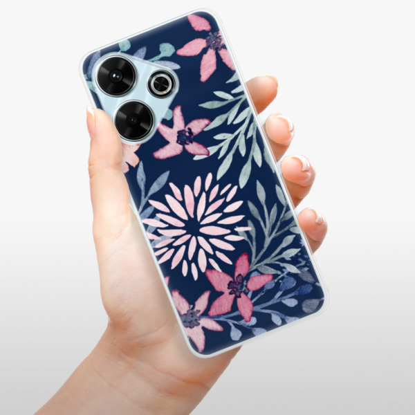 Silikonové pouzdro iSaprio - Xiaomi Redmi 13 - Leaves on Blue