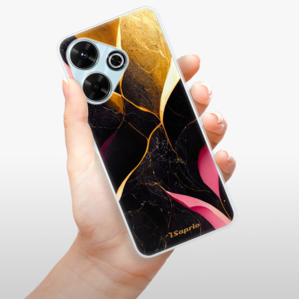 Silikonové pouzdro iSaprio - Xiaomi Redmi 13 - Gold Pink Marble