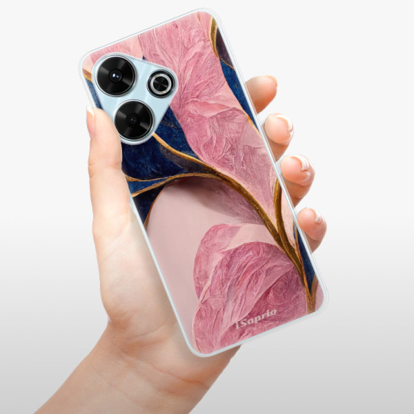 Silikonové pouzdro iSaprio - Xiaomi Redmi 13 - Pink Blue Leaves