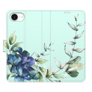 Flip pouzdro iSaprio - Apple iPhone 16e / iPhone 17e - Blue Flowers - kapsičky na karty
