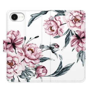 Flip pouzdro iSaprio - Apple iPhone 16e / iPhone 17e - Pink Flowers - kapsičky na karty