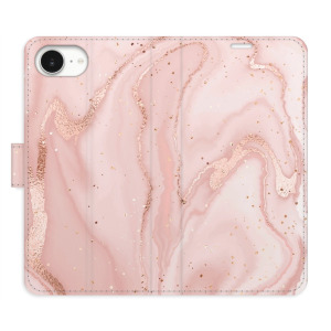 Flip pouzdro iSaprio - Apple iPhone 16e / iPhone 17e - RoseGold Marble - kapsičky na karty