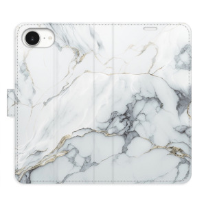 Flip pouzdro iSaprio - Apple iPhone 16e / iPhone 17e - SilverMarble 15 - kapsičky na karty