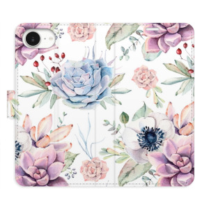 Flip pouzdro iSaprio - Apple iPhone 16e / iPhone 17e - Succulents Pattern - kapsičky na karty