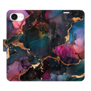 Flip pouzdro iSaprio - Apple iPhone 16e / iPhone 17e - Dark Marble - kapsičky na karty