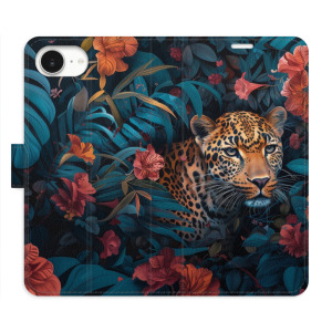 Flip pouzdro iSaprio - Apple iPhone 16e / iPhone 17e - Flower Jaguar 02 - kapsičky na karty