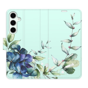 Flip pouzdro iSaprio - Samsung Galaxy S24 FE - Blue Flowers - kapsičky na karty