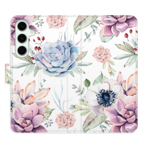 Flip pouzdro iSaprio - Samsung Galaxy S24 FE - Succulents Pattern - kapsičky na karty
