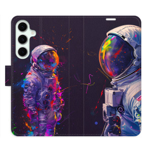 Flip pouzdro iSaprio - Samsung Galaxy S24 FE - Neon Astronaut 02 - kapsičky na karty