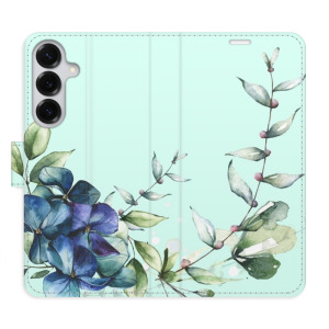 Flip pouzdro iSaprio - Samsung Galaxy S25 Plus - Blue Flowers - kapsičky na karty