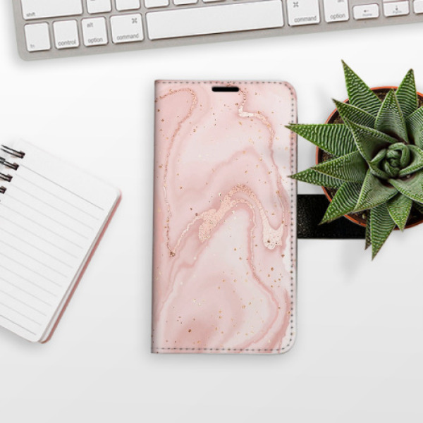 Flip pouzdro iSaprio - Samsung Galaxy S25 Ultra - RoseGold Marble - kapsičky na karty