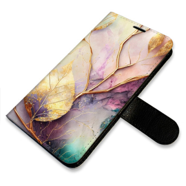 Flip pouzdro iSaprio - Xiaomi Redmi Note 14 5G - Gold Leaves 02 - kapsičky na karty