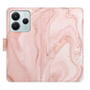 Flip pouzdro iSaprio - Xiaomi Redmi Note 14 5G - RoseGold Marble - kapsičky na karty