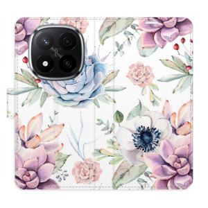 Flip pouzdro iSaprio - Xiaomi Redmi Note 14 Pro 5G / 14 Pro Plus 5G - Succulents Pattern - kapsičky na karty