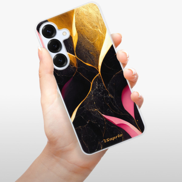 Silikonové pouzdro iSaprio - Samsung Galaxy S25 - Gold Pink Marble