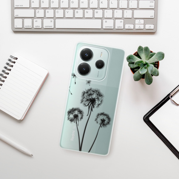 Silikonové pouzdro iSaprio - Xiaomi Redmi Note 14 5G - Three Dandelions - black