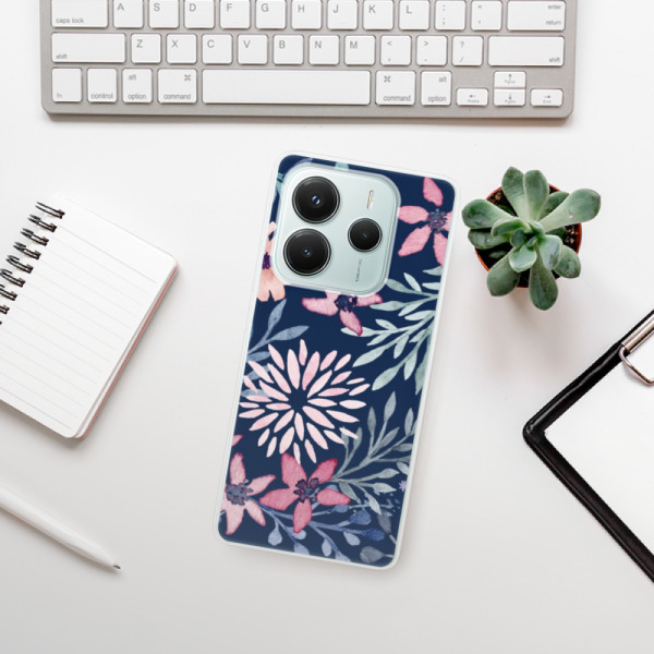 Silikonové pouzdro iSaprio - Xiaomi Redmi Note 14 5G - Leaves on Blue