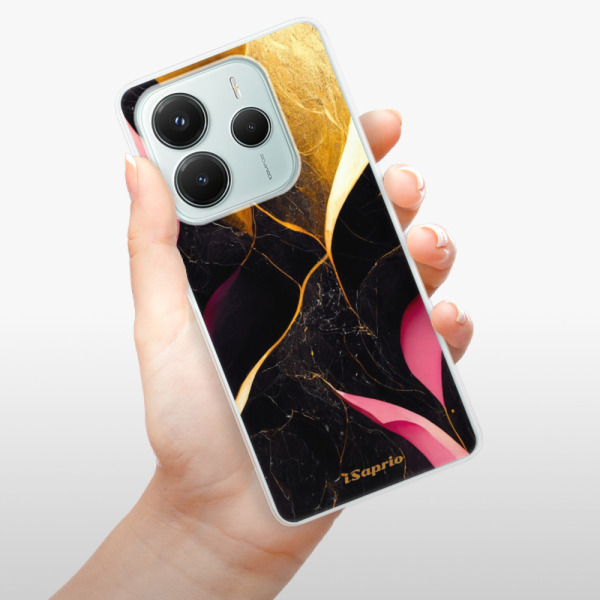 Silikonové pouzdro iSaprio - Xiaomi Redmi Note 14 5G - Gold Pink Marble