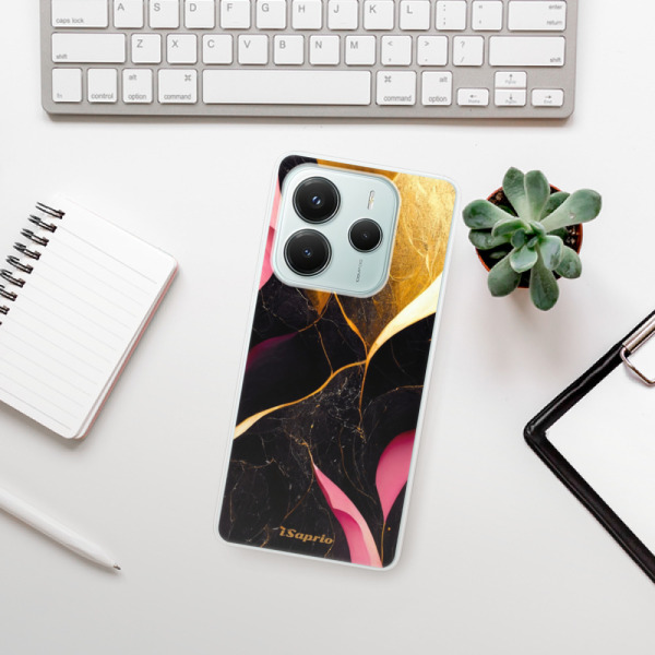 Silikonové pouzdro iSaprio - Xiaomi Redmi Note 14 5G - Gold Pink Marble