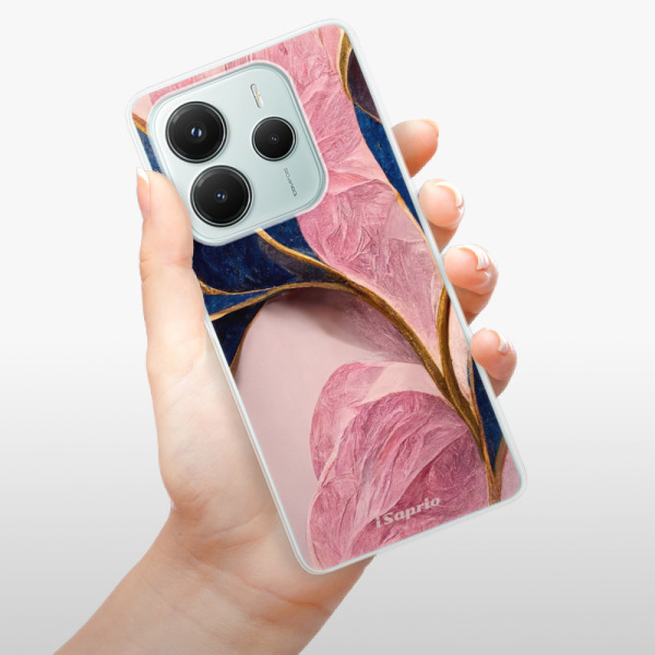 Silikonové pouzdro iSaprio - Xiaomi Redmi Note 14 5G - Pink Blue Leaves
