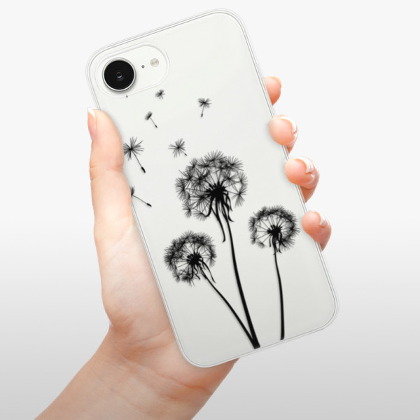 Silikonové pouzdro iSaprio - Apple iPhone 16e / iPhone 17e - Three Dandelions - black