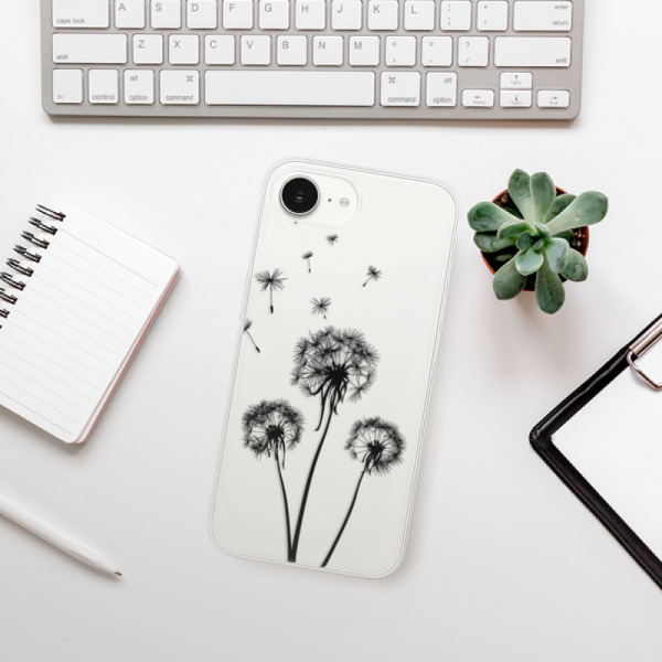 Silikonové pouzdro iSaprio - Apple iPhone 16e / iPhone 17e - Three Dandelions - black
