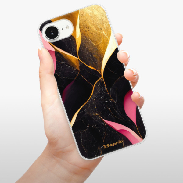 Silikonové pouzdro iSaprio - Apple iPhone 16e / iPhone 17e - Gold Pink Marble