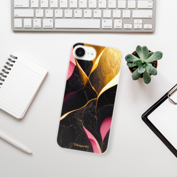 Silikonové pouzdro iSaprio - Apple iPhone 16e / iPhone 17e - Gold Pink Marble